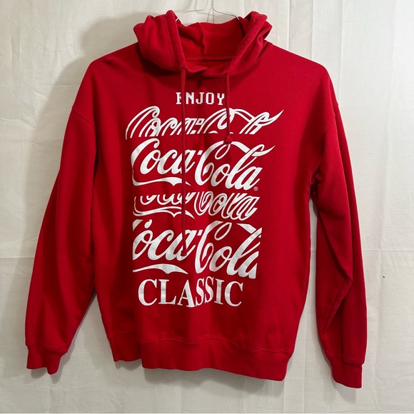 Coca-Cola Unisex Fleece Hoodie Sweatshirt in Red Medium - Picture 1 of 5